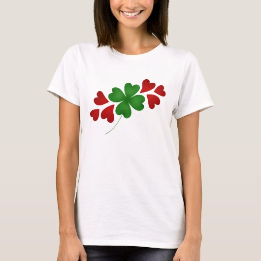 Shamrock met hart leuke romantische mode t-shirt (Voorkant)