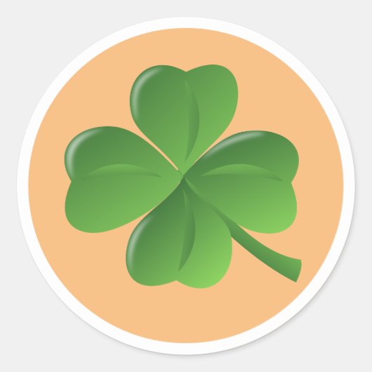 Shamrock met Oranje achtergrond Iers Ronde Sticker (Voorkant)