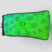 Shamrock Monogram Green Clover Golf Head Hoesje Golfheadcover (Voorkant)