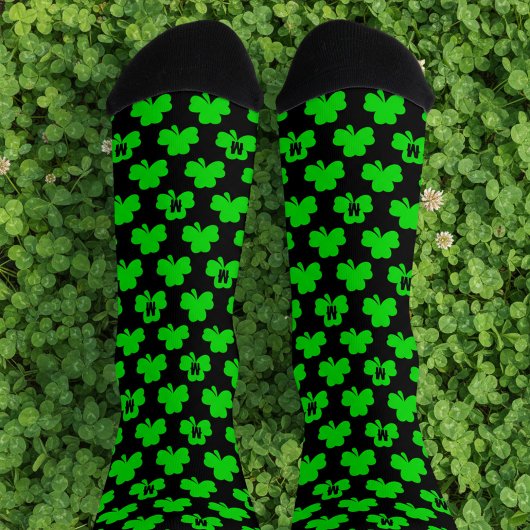 Shamrock Monogram St. Patrick's Day Sokken