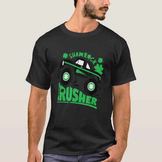 Shamrock Monster Truck Shamrock Crusher St Patrick T-shirt (Voorkant)