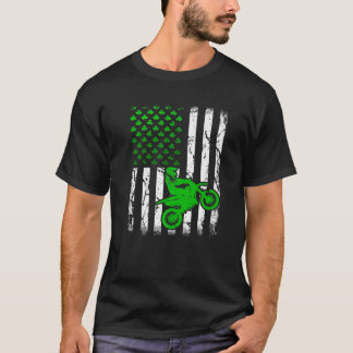  Shamrock Motocross-Amerikaanse vlag St. Patri T-shirt