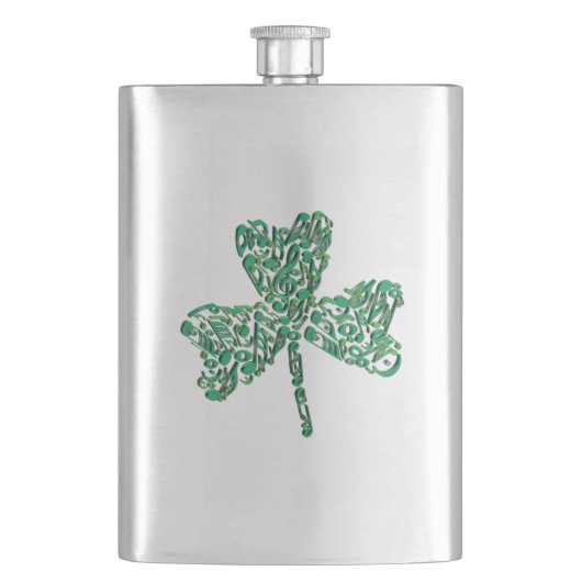 Shamrock Muzieknoten Flask Flacon (Voorkant)