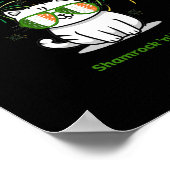 Shamrock N Roll Cat St Patricks Day Mannen Vrouwen Poster (Hoek)