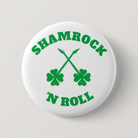 Shamrock 'n Roll Grunge Ronde Button 5,7 Cm (Voorkant)