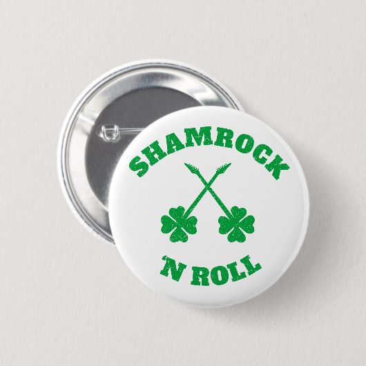 Shamrock 'n Roll Grunge Ronde Button 5,7 Cm (Voorkant /achterkant)