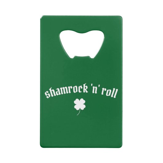 Shamrock n roll St Patrick's Day Creditkaart Flessenopener (Voorkant)