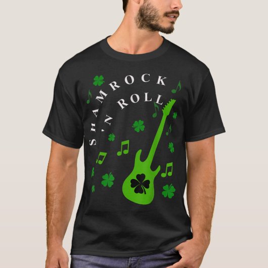 SHAMROCK N ROLL St Patricks Day Irish Music T-shirt (Voorkant)