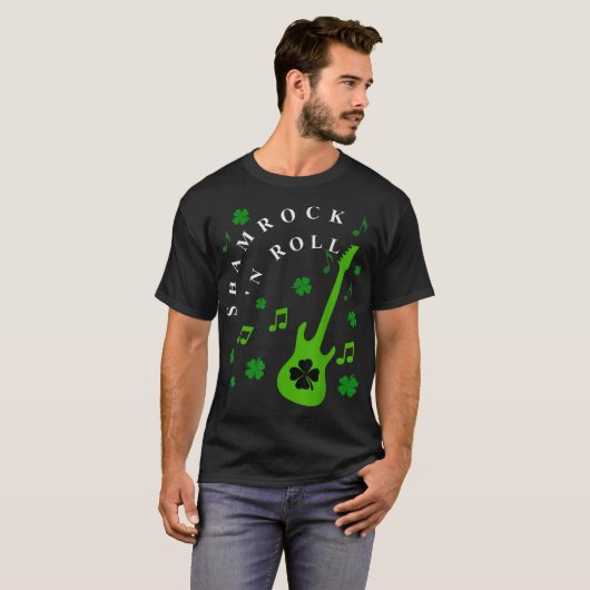 SHAMROCK N ROLL St Patricks Day Irish Music T-shirt (Voorkant volledig)