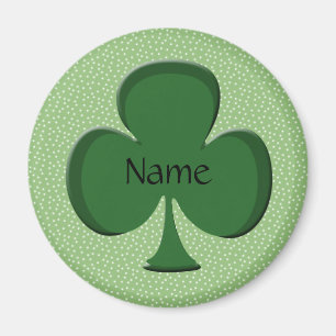 Shamrock Name Round Magnet Sjabloon - Irish Green