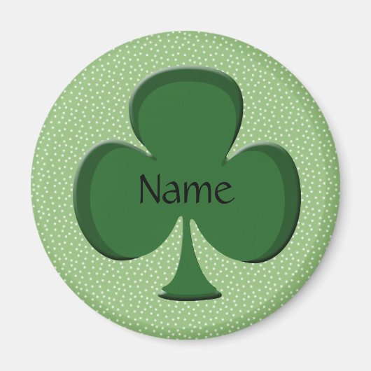 Shamrock Name Round Magnet Sjabloon - Irish Green (Voorkant)