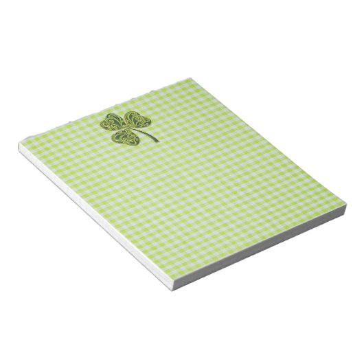 Shamrock on Green Gingham Notitieblok (Schuin)