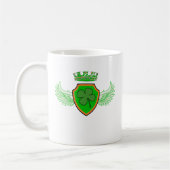 Shamrock on Shield with Wings and Crown Koffiemok (Links)