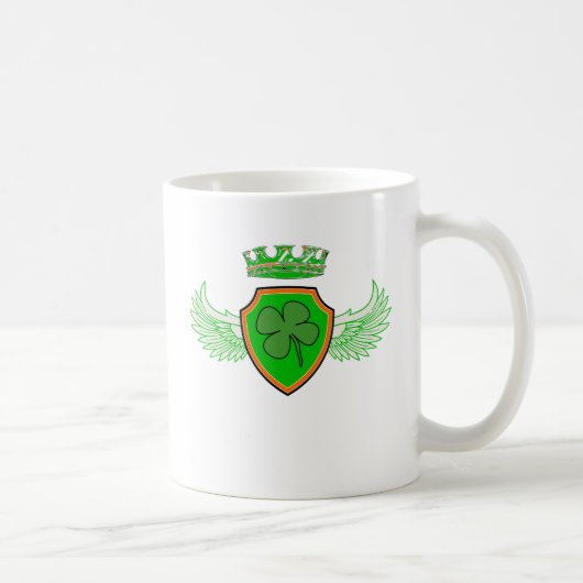 Shamrock on Shield with Wings and Crown Koffiemok (Rechts)