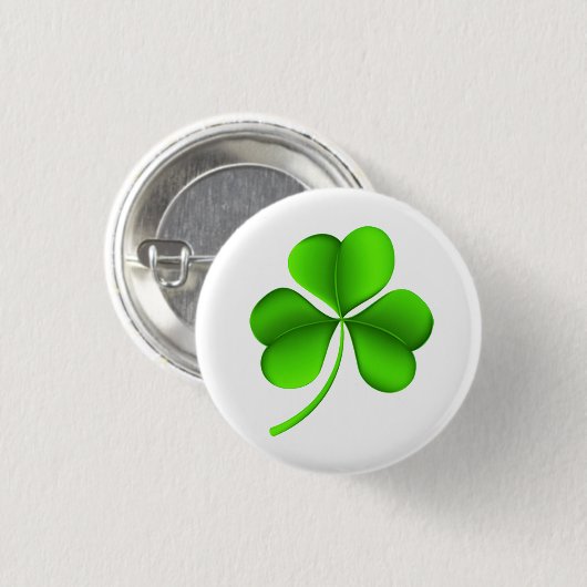 Shamrock on white pbcn ronde button 3,2 cm (Voorkant /achterkant)