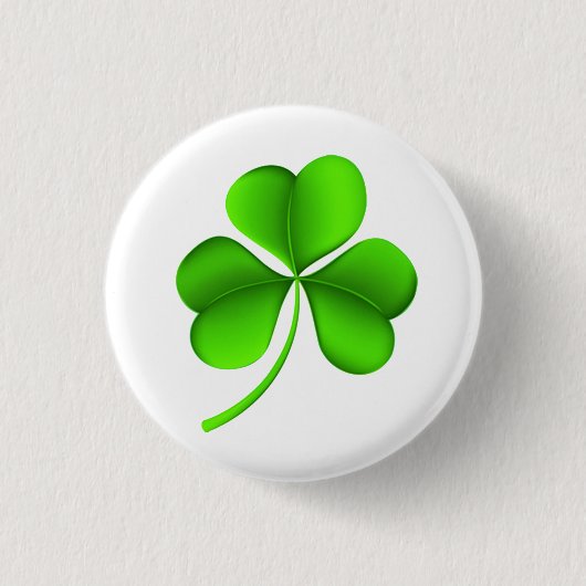 Shamrock on white pbcn ronde button 3,2 cm (Voorkant)