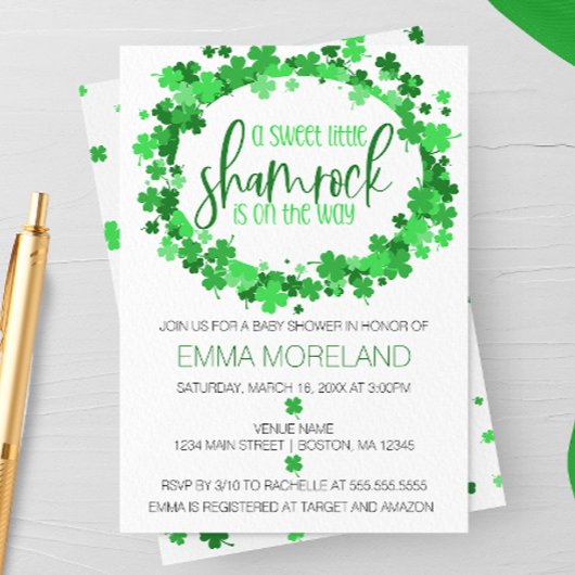 Shamrock onderweg, St Patrick's Day Baby shower Kaart