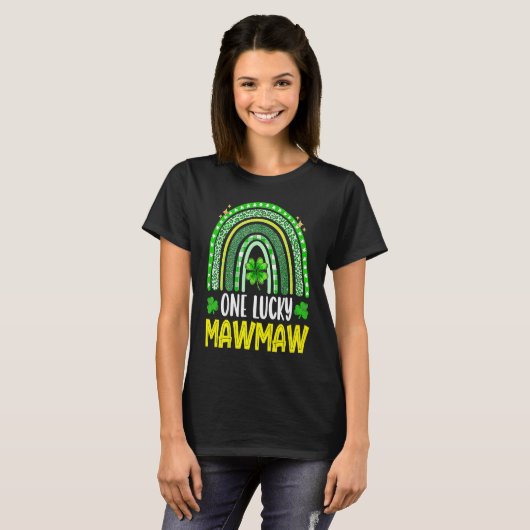 Shamrock One Lucky Mawmaw St Patrick's Day Family T-shirt (Voorkant volledig)