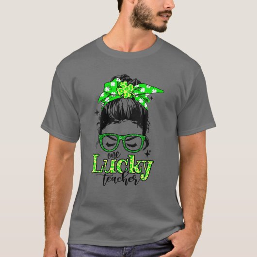 Shamrock One Lucky Teacher St. Patrick's Day Schoo T-shirt (Voorkant)