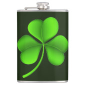Shamrock op donkergroen vlak heupfles (Voorkant)
