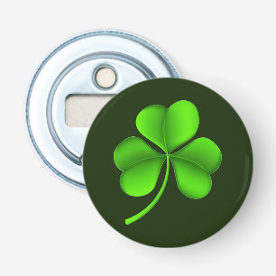 Shamrock op donkergroene bocht button flesopener