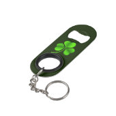 Shamrock op donkergroene bocht mini flessenopener (Achterkant Gekanteld)