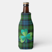 Shamrock op Plaid Bottle Cooler (Fles Voorkant)