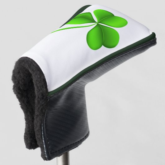Shamrock op wit pccnt golfheadcover (3/4 voorkant)