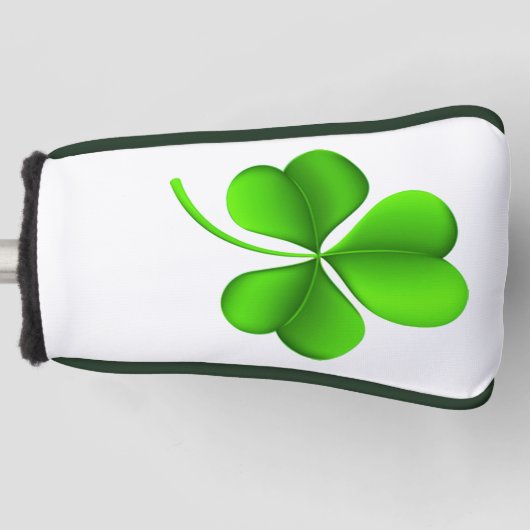 Shamrock op wit pccnt golfheadcover (Voorkant)