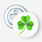 Shamrock op witte bocht button flesopener (Voorkant)