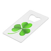 Shamrock op witte bocht creditkaart flessenopener (Achterkant Gekanteld)