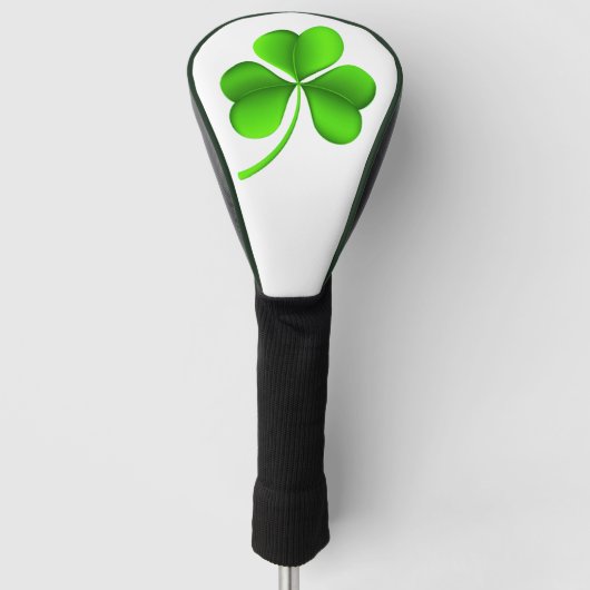 Shamrock op witte dcent golfheadcover (Voorkant)