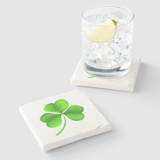 Shamrock op witte kust stenen onderzetter (Zijkant)