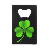 Shamrock op zwart bot creditkaart flessenopener (Voorkant)