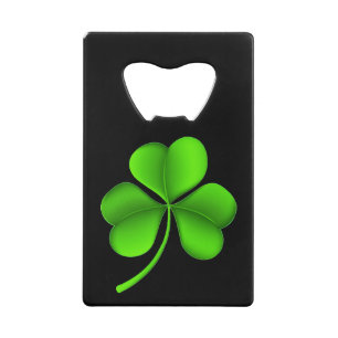 Shamrock op zwart bot creditkaart flessenopener