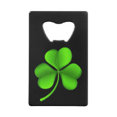 Shamrock op zwart bot creditkaart flessenopener (Achterkant)