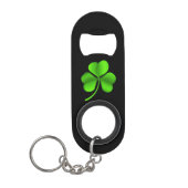 Shamrock op zwart bot mini flessenopener (Voorkant)