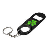 Shamrock op zwart bot mini flessenopener (Voorkant Gekanteld)