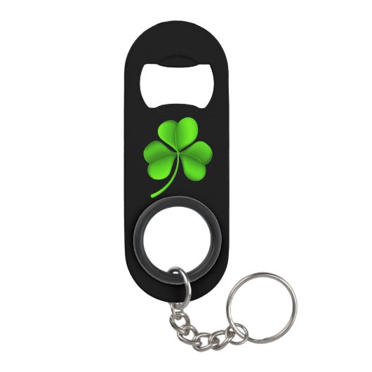 Shamrock op zwart bot mini flessenopener (Achterkant)