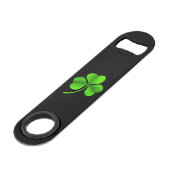 Shamrock op zwart bot speed flessenopener (Achterkant Gekanteld)