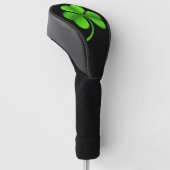 Shamrock op zwarte dct golfheadcover (Schuin)