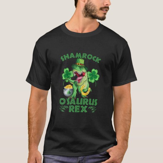 Shamrock O'saurus Rex Funny St Patricks Day Dinosa T-shirt (Voorkant)