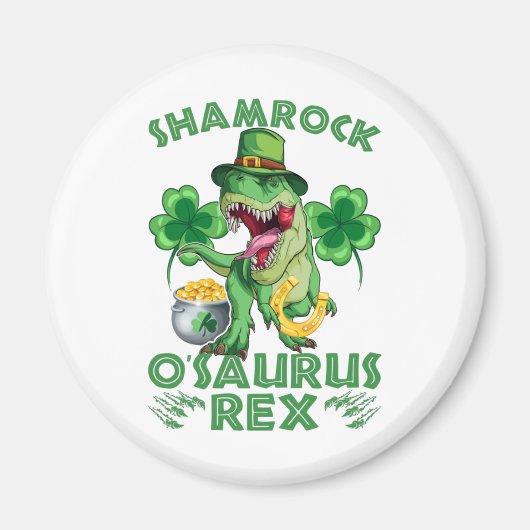 Shamrock O'saurus Rex | St. Patrick's Day Magneet (Voorkant)
