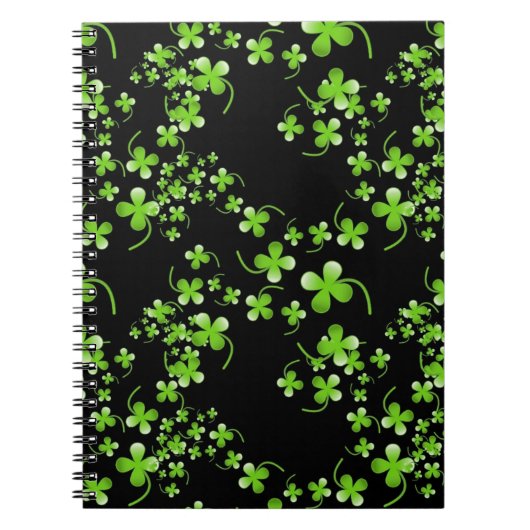  Shamrock-patroon, groen op zwart accessoire Notitieboek (Voorkant)