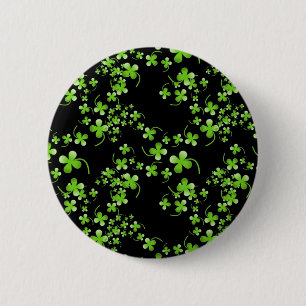  Shamrock-patroon, groen op zwart accessoire Ronde Button 5,7 Cm