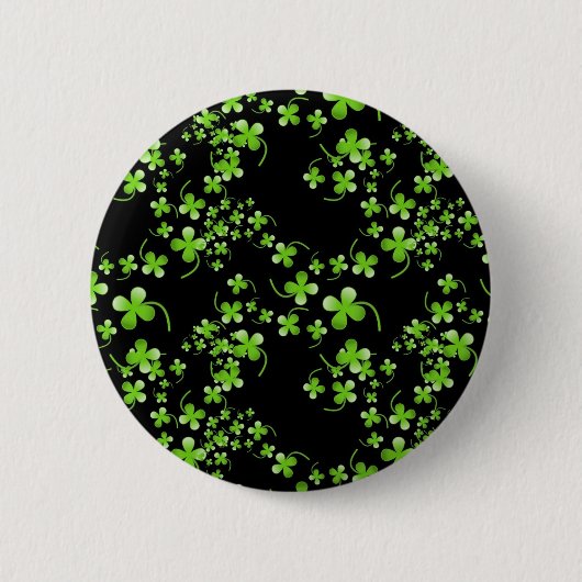 Shamrock-patroon, groen op zwart accessoire Ronde Button 5,7 Cm (Voorkant)