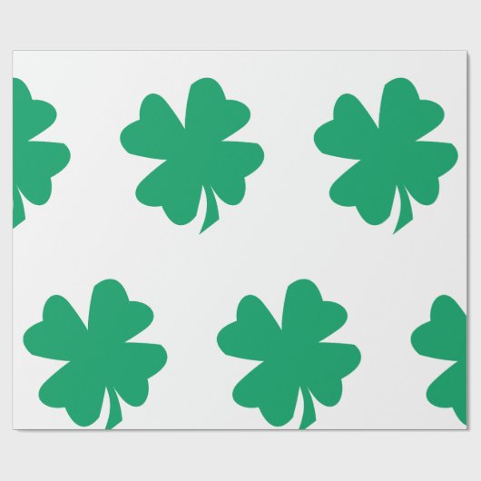 Shamrock Patroon Groen Wit St Patrick's Day 2024 Cadeaupapier (Vlak)