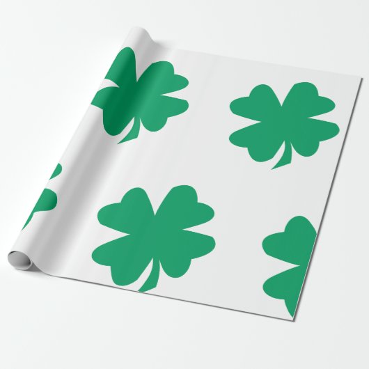 Shamrock Patroon Groen Wit St Patrick's Day 2024 Cadeaupapier (Uitgerold)