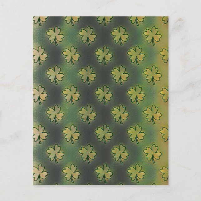 Shamrock-patroon op blad met groen achtergrondpapi (Voorkant)