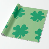 Shamrock Patroon Sage Green St Patrick's Day 2024 Cadeaupapier (Uitgerold)